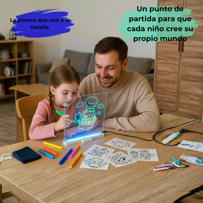 Pizarra Magica Luz Led Soporte Articulado Multiple + Marcadores Usb Acrílico