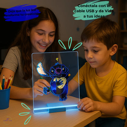 Pizarra Magica Luz Led Soporte Articulado Multiple + Marcadores Usb Acrílico