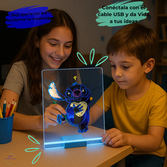 Pizarra Magica Luz Led Soporte Articulado Multiple + Marcadores Usb Acrílico